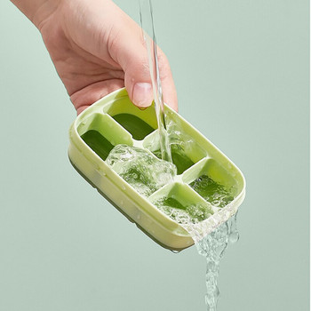 Домакинска машина за лед с капак Силиконови форми Food Grade 6 Решетка Тава за кубчета лед Кухненски прибори Силиконови форми за лед с меко дъно