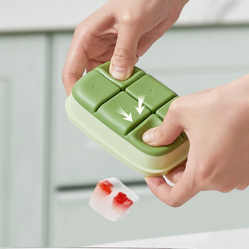 Domáci výrobník ľadu s vekom, silikónové formy, potravinárskej triedy 6, mriežkovaná miska na ľad, kuchynské náčinie, silikónové formy na ľad s mäkkým dnom.