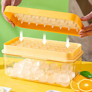 Тава за кубчета лед Бързо изваждане на формите Форми за кубчета лед с кутия за съхранение Кутия за форми за лед за коктейлен уиски бар Kithcen Инструменти Аксесоари