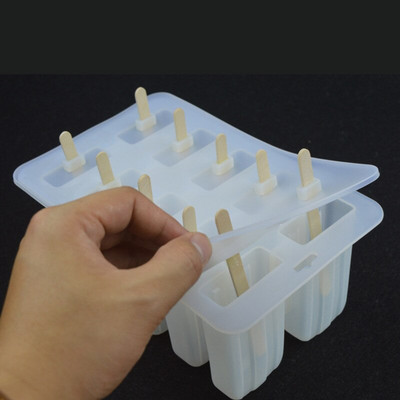 Congelator pentru deserturi, cu 4/10 cavitati, din silicon, pentru inghetata, cu capac, suc de fructe, cuburi de gheata, tavi, acadele de casa