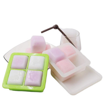 Μεγάλοι δίσκοι παγοκύβων Food Grade σιλικόνης επαναχρησιμοποιήσιμη φόρμα Ice maker 4 Grid Χωρίς BPA με αφαιρούμενα καπάκια Εργαλεία κουζίνας Αξεσουάρ