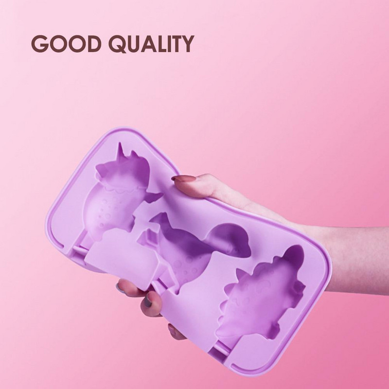 Silikónový výrobník zmrzliny v potravinárskej kvalite, DIY tvar dinosaura, mrazené formy na zmrzlinu, silikónová mraznička, forma na zmrzlinu, opakovane použiteľná