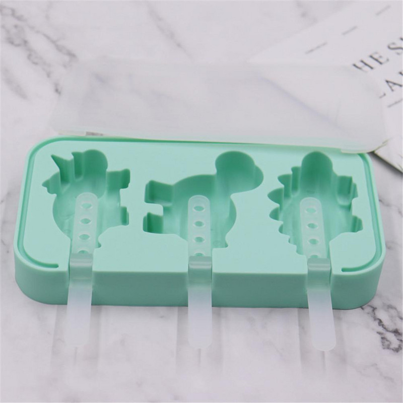 Silikónový výrobník zmrzliny v potravinárskej kvalite, DIY tvar dinosaura, mrazené formy na zmrzlinu, silikónová mraznička, forma na zmrzlinu, opakovane použiteľná