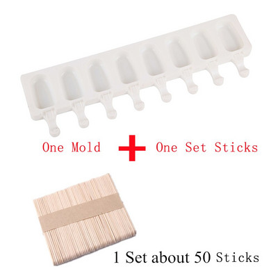 Silikoninė ledų forma, skirta „pasidaryk pats“ naminiam popsicle formelei su lazdelėmis 8 ląstelių ledo kubelių padėklas pyragų kepimo įrankiai