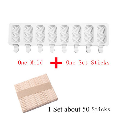 Silikoninė ledų forma, skirta „pasidaryk pats“ naminiam popsicle formelei su lazdelėmis 8 ląstelių ledo kubelių padėklas pyragų kepimo įrankiai