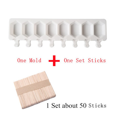 Silikoninė ledų forma, skirta „pasidaryk pats“ naminiam popsicle formelei su lazdelėmis 8 ląstelių ledo kubelių padėklas pyragų kepimo įrankiai