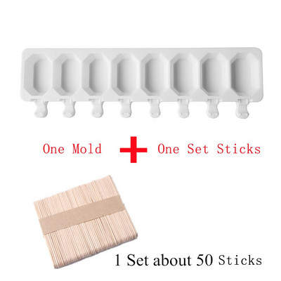 Silikoninė ledų forma, skirta „pasidaryk pats“ naminiam popsicle formelei su lazdelėmis 8 ląstelių ledo kubelių padėklas pyragų kepimo įrankiai