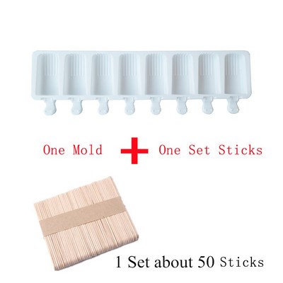 Silikoninė ledų forma, skirta „pasidaryk pats“ naminiam popsicle formelei su lazdelėmis 8 ląstelių ledo kubelių padėklas pyragų kepimo įrankiai