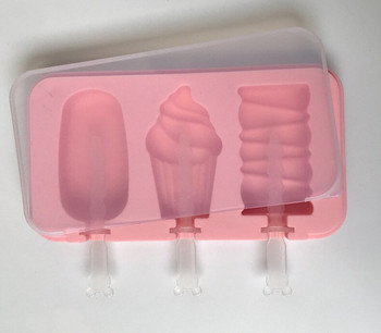 Домашна силиконова форма за сладолед. Форма за печене. Форма за ледени близалки с капак и пръчици за сладолед.