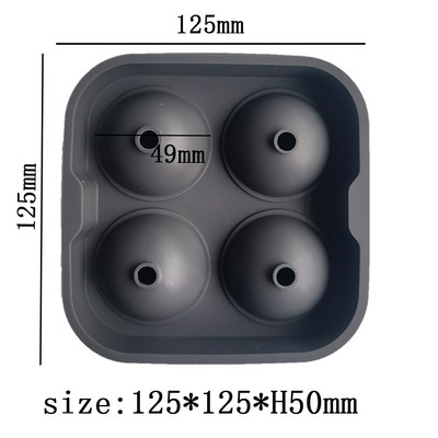 4-dutinová silikónová guľôčková forma na výrobu ľadových kociek, forma na koktaily a whisky na tácku na ľadové kocky, forma na zmrzlinu, kuchynské náradie, silikónová forma