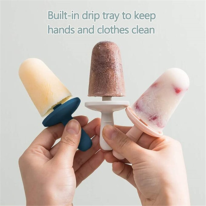 Ľahko uvoľniteľné formy na nanuky, 4-dierkové silikónové formy na výrobu zmrzliny bez BPA, opakovane použiteľné formy na nanuky