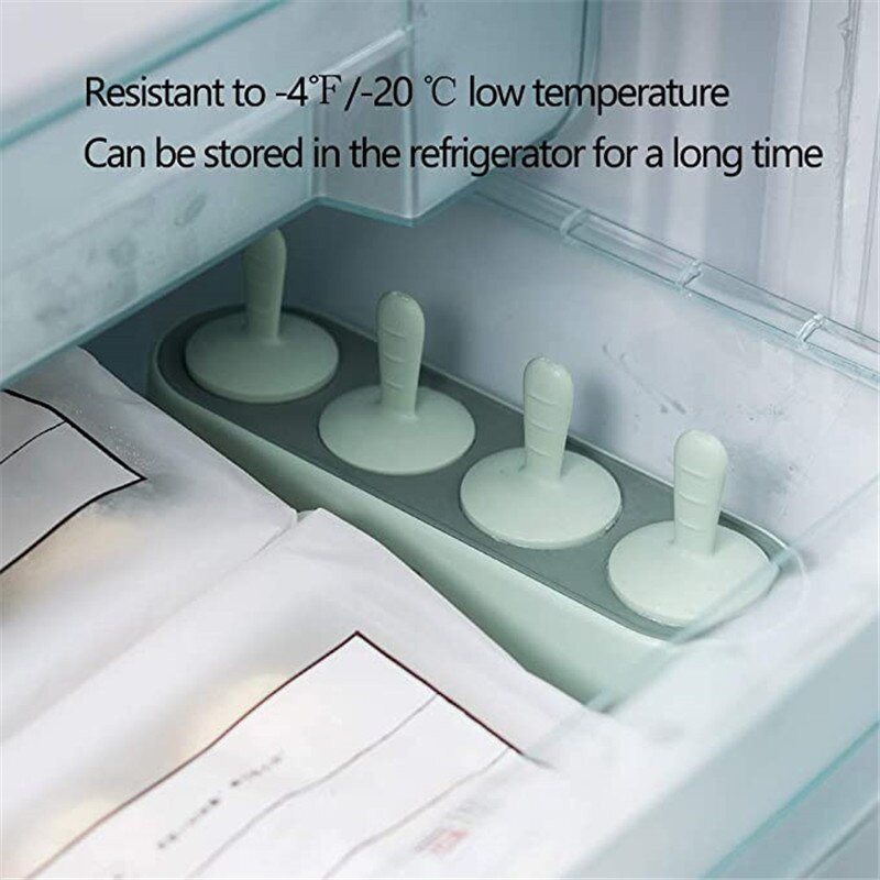 Ľahko uvoľniteľné formy na nanuky, 4-dierkové silikónové formy na výrobu zmrzliny bez BPA, opakovane použiteľné formy na nanuky