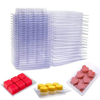 50 Packs Κερί Melt Clamshells Molds 6 Cavity Cube Tray for Candle-Making & Soap