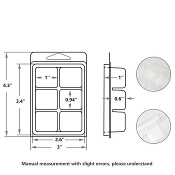 50 Packs Κερί Melt Clamshells Molds 6 Cavity Cube Tray for Candle-Making & Soap