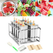 6/10 ks mrazené nerezové formy na nanuky držiak na zmrzlinu strieborný domáci DIY formy na zmrzlinu plochá forma na ľad