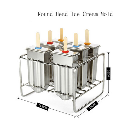 6/10 ks mrazené nerezové formy na nanuky držiak na zmrzlinu strieborný domáci DIY formy na zmrzlinu plochá forma na ľad