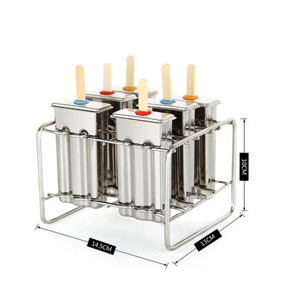 6/10 ks mrazené nerezové formy na nanuky držiak na zmrzlinu strieborný domáci DIY formy na zmrzlinu plochá forma na ľad