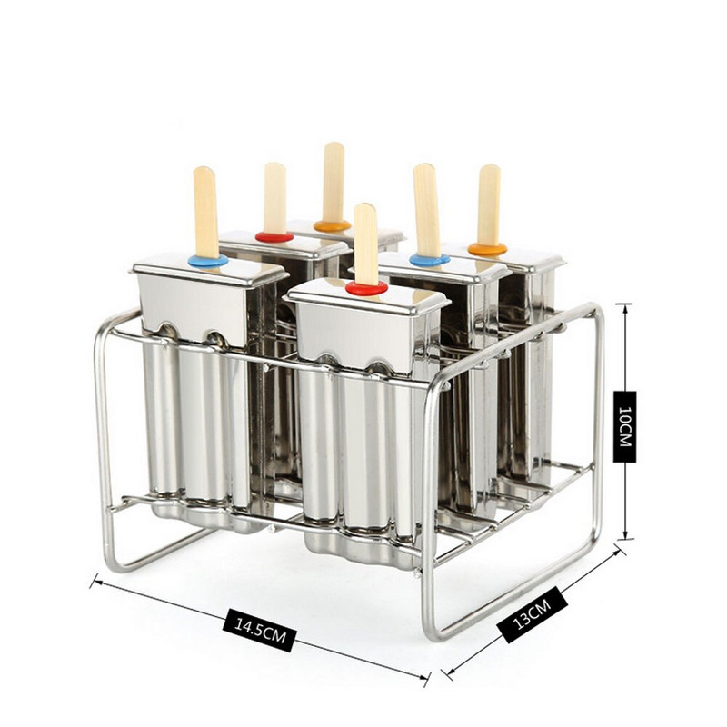 6/10 ks mrazené nerezové formy na nanuky držiak na zmrzlinu strieborný domáci DIY formy na zmrzlinu plochá forma na ľad