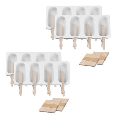 4 ks silikónových foriem na nanuky, mini formy na domácu zmrzlinu, forma na tortu s 200 drevenými tyčinkami