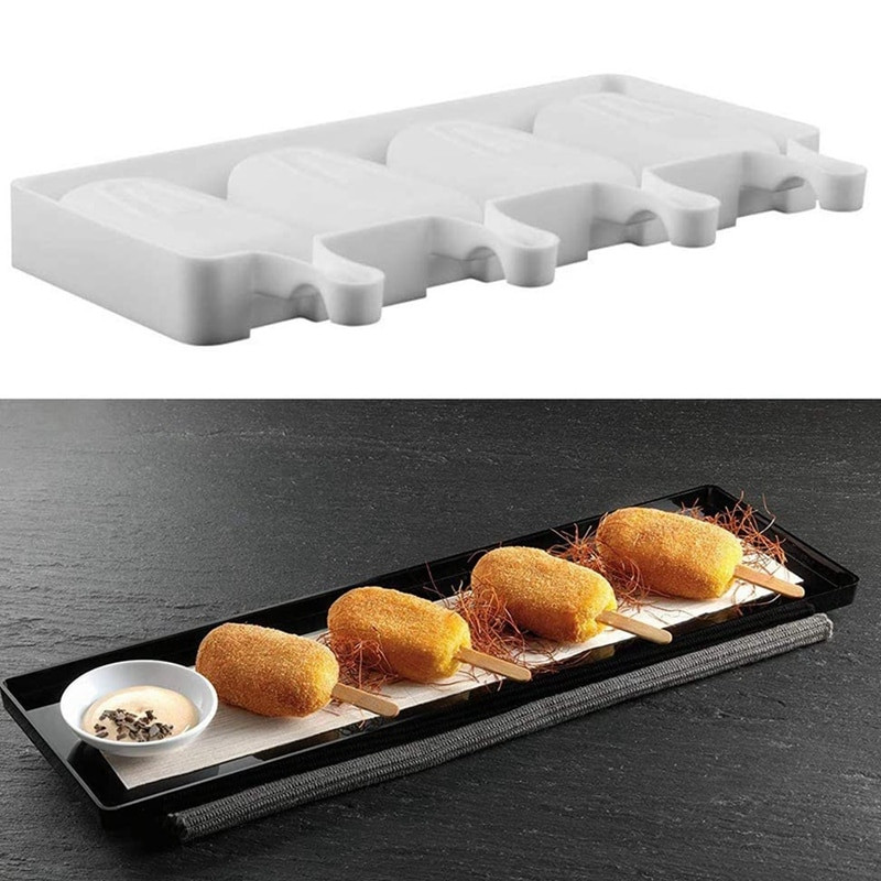 4 ks silikónových foriem na nanuky, mini formy na domácu zmrzlinu, forma na tortu s 200 drevenými tyčinkami