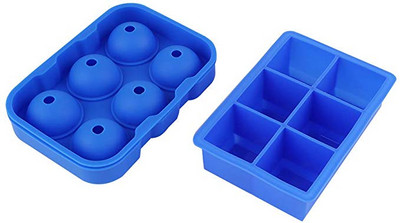 Silikónové tácky na ľad, kombinovaná forma na výrobu guľôčok na ľad a veľké štvorcové formy, opakovane použiteľné a bez BPA, forma na ľad