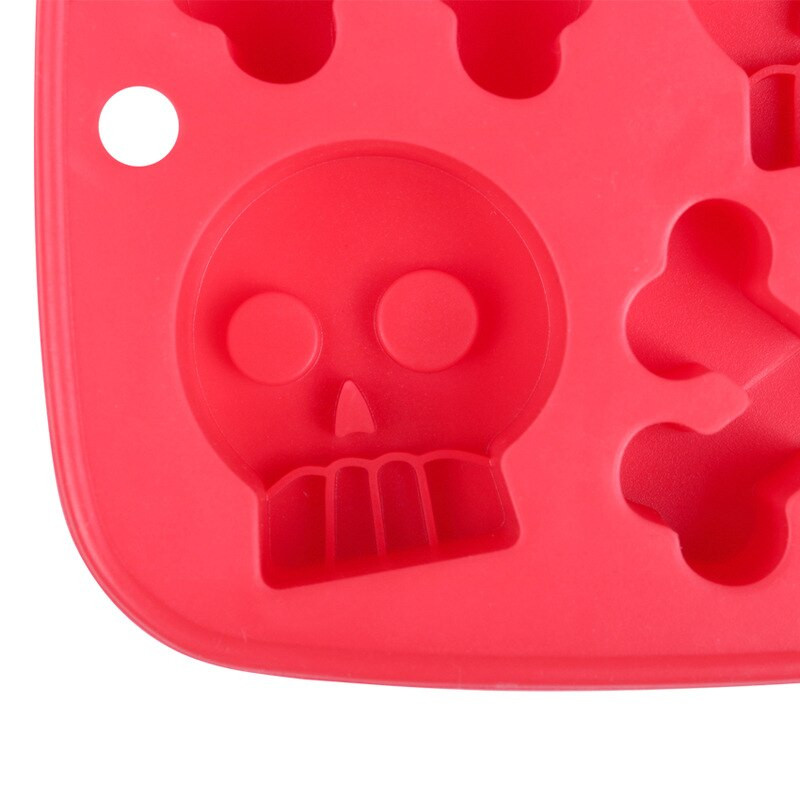 HEYI Kreatívna silikónová forma na tortu s 8 kosťami v tvare lebky, roztomilá kreslená, na čokoládový ľad, mriežková forma JYZ