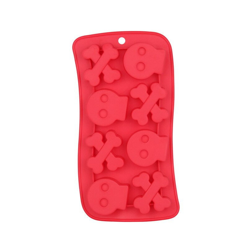 HEYI Kreatívna silikónová forma na tortu s 8 kosťami v tvare lebky, roztomilá kreslená, na čokoládový ľad, mriežková forma JYZ