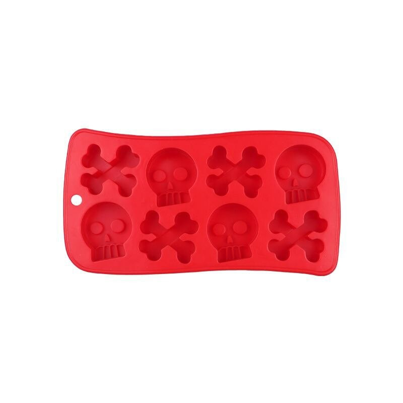 HEYI Kreatívna silikónová forma na tortu s 8 kosťami v tvare lebky, roztomilá kreslená, na čokoládový ľad, mriežková forma JYZ