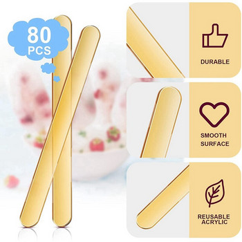 80 τεμάχια ακρυλικά μπαστούνια για κέικ 4,5 ιντσών επαναχρησιμοποιήσιμα ξυλάκια παγωτού Στικ παγωτού
