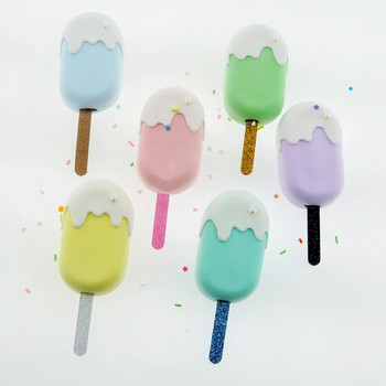 50 τμχ Glitter Acrylic Ice Cream Sticks Popsicle Crafts Diy Χειροποίητη Κατασκευή Χειροτεχνίας Baby Shower Kis Gift Birthday Party 11,3x1cm