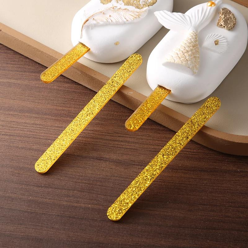 50 db csillogó akril fagylalt pálcika Popsi Kézműves Diy Kézzel Készítő Kézműves Babazuhany Kis ajándék Születésnapi Party 11,3x1cm
