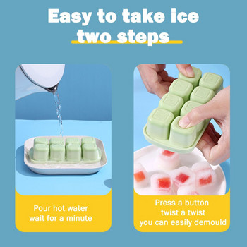 Силиконова машина за лед, мини тави за лед, форма с подвижни капаци, кухненски хладилник, малки квадратни форми, лятна кутия за лед