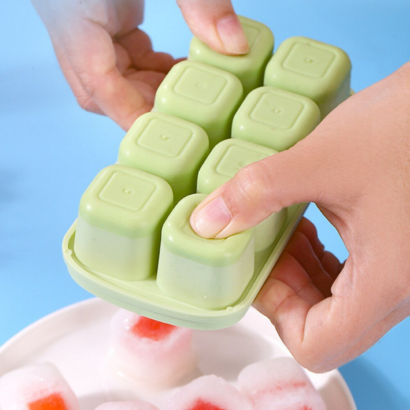 Silikónové formy na výrobu kociek ľadu, mini formy na ľad s odnímateľnými viečkami, kuchynská chladnička, malé štvorcové formy, letný box na ľad