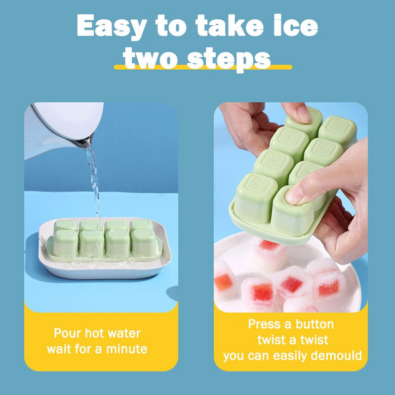 Silikónové formy na výrobu kociek ľadu, mini formy na ľad s odnímateľnými viečkami, kuchynská chladnička, malé štvorcové formy, letný box na ľad