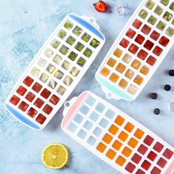 2 τμχ Ice Square Tray Silicone 72 Grid Ice Square Form with Kad Stackable for Whisky Cocktails Fruit Baby Food Chill