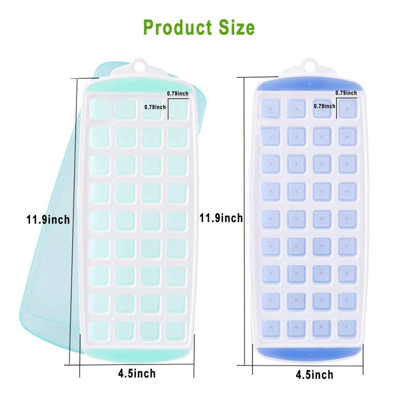 2 ks silikónová forma na ľad, 72 mriežok, štvorcová forma na ľad s viečkom, stohovateľná na whisky, koktaily, ovocie, detskú výživu, chill...