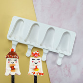 SHENHONG Roztomilé kreslené formy na zmrzlinu Letné nástroje na studené nápoje na želé Silikónové formy na nanuky Vianočný stromček Tácka na ľadové kocky