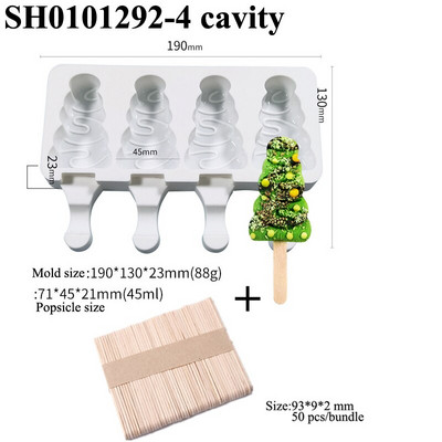 SHENHONG Roztomilé kreslené formy na zmrzlinu Letné nástroje na studené nápoje na želé Silikónové formy na nanuky Vianočný stromček Tácka na ľadové kocky