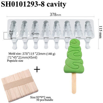 SHENHONG Roztomilé kreslené formy na zmrzlinu Letné nástroje na studené nápoje na želé Silikónové formy na nanuky Vianočný stromček Tácka na ľadové kocky