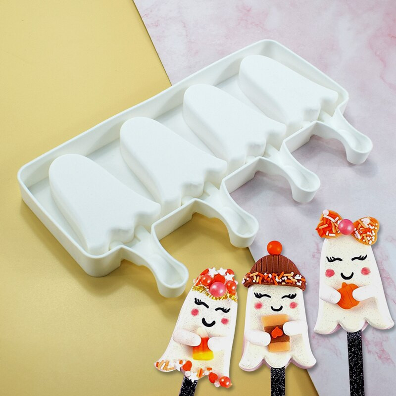 SHENHONG Roztomilé kreslené formy na zmrzlinu Letné nástroje na studené nápoje na želé Silikónové formy na nanuky Vianočný stromček Tácka na ľadové kocky