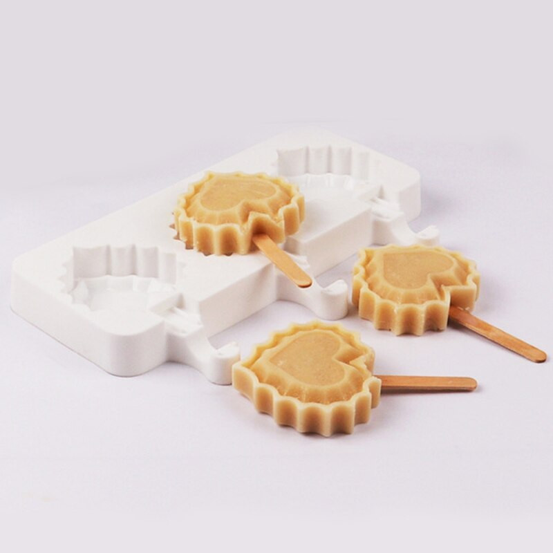 Meibum 3-dutinová silikónová forma na zmrzlinu v tvare srdca s tyčinkami, formička na ľad, letné nástroje na studené nápoje