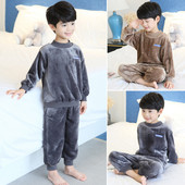 Detské plyšové dvojdielne pyžamo pre chlapcov s nohavicami a blúzkou