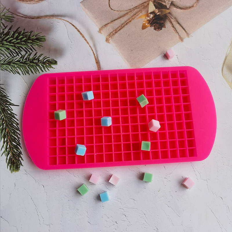 160 mriežok Mini forma na kocky ľadu Opakovane použiteľná silikónová forma DIY Výroba malých štvorcových mrazených kociek ľadu Želé puding cukríky Pečenie