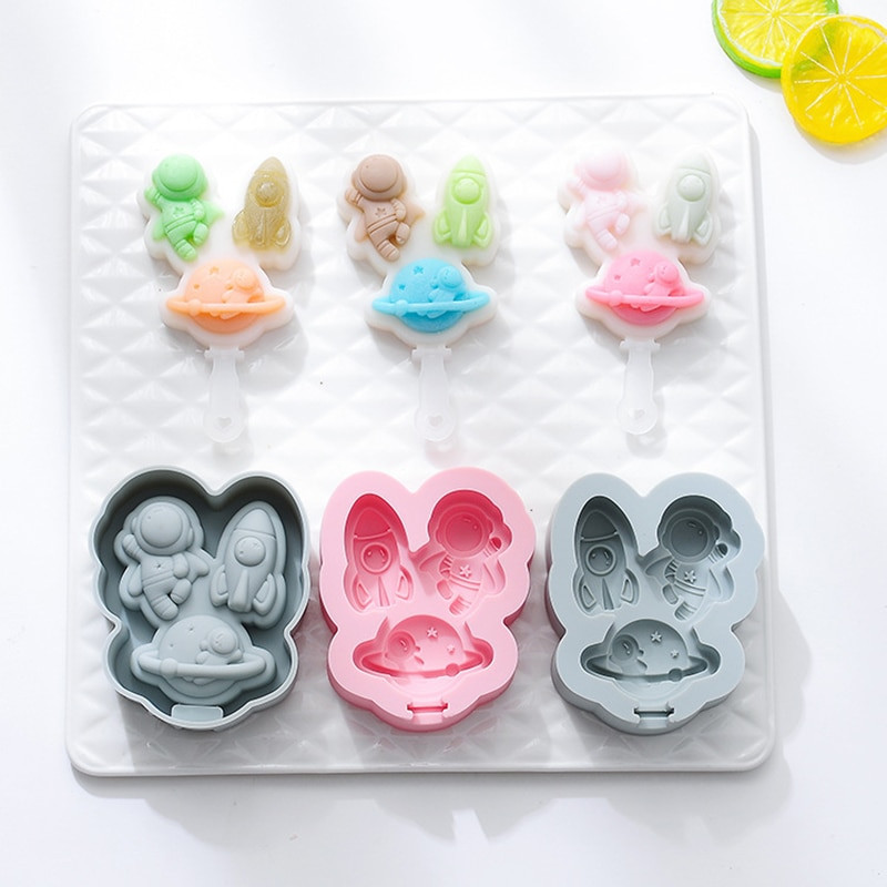 Forma na zmrzlinu Astronaut, silikónová forma na fondán, výrobník zmrzliny, opakovane použiteľná čokoládová miska na nanuk, silikónová forma na syrovú tyčinku