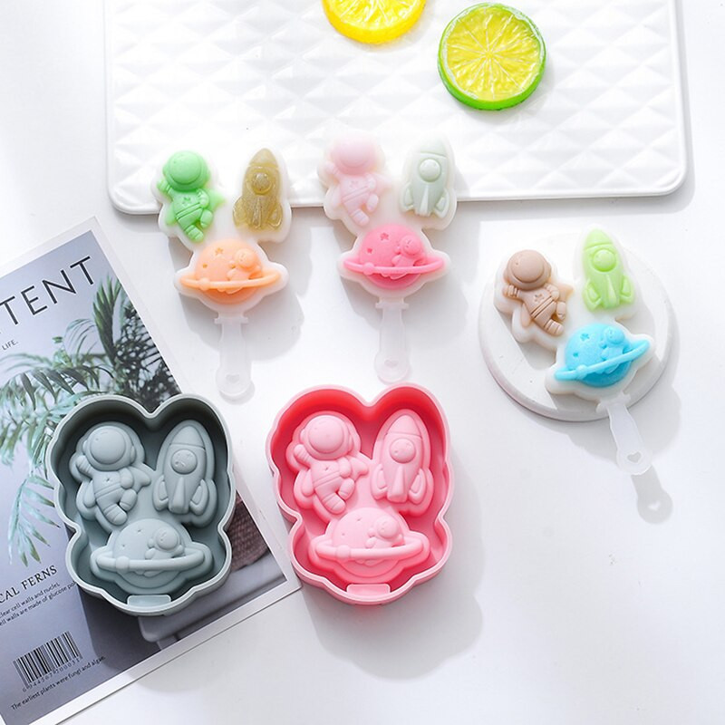 Forma na zmrzlinu Astronaut, silikónová forma na fondán, výrobník zmrzliny, opakovane použiteľná čokoládová miska na nanuk, silikónová forma na syrovú tyčinku