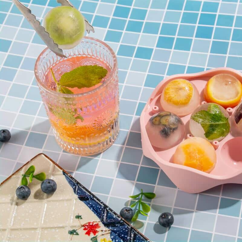 7-dutinová forma na výrobu kociek ľadu na ľadové gule, flexibilné silikónové formy na whisky, koktail, okrúhle ľadové gule, mriežka na ľad do kuchyne