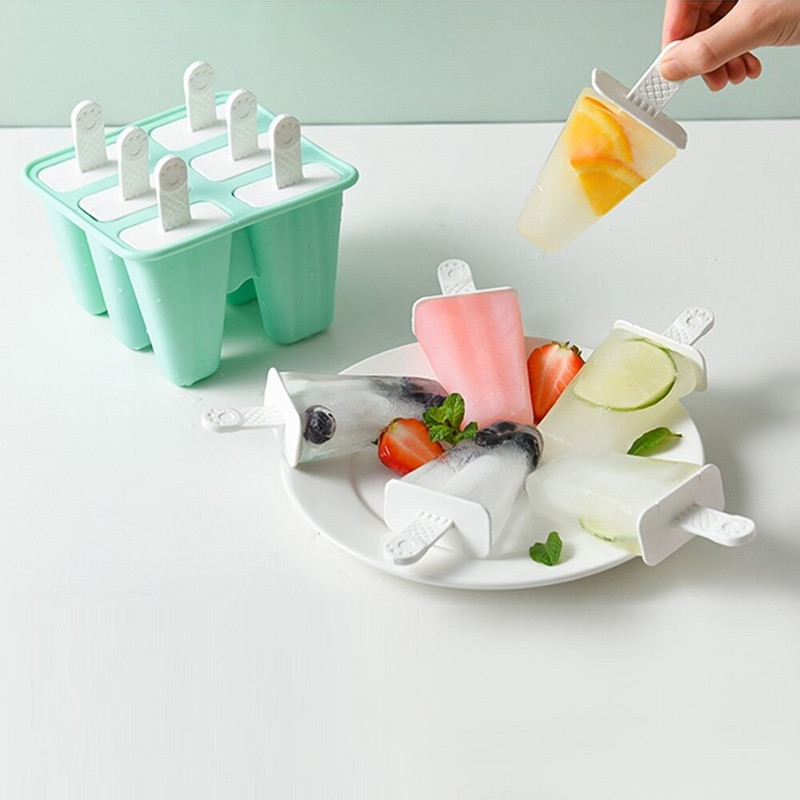 Forma na zmrzlinu 4/6/10 mriežka na ľad, sada silikónových foriem na nanuk, opakovane použiteľná forma na zmrzlinu, miska na ľad s palicou, kuchynské náradie