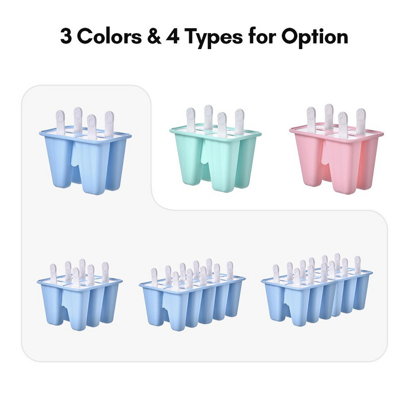 Forma na zmrzlinu 4/6/10 mriežka na ľad, sada silikónových foriem na nanuk, opakovane použiteľná forma na zmrzlinu, miska na ľad s palicou, kuchynské náradie