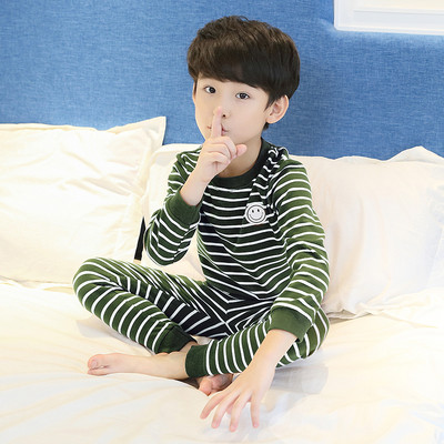 Chlapčenské dvojdielne pyžamové pyžamo s pruhovanou aplikáciou