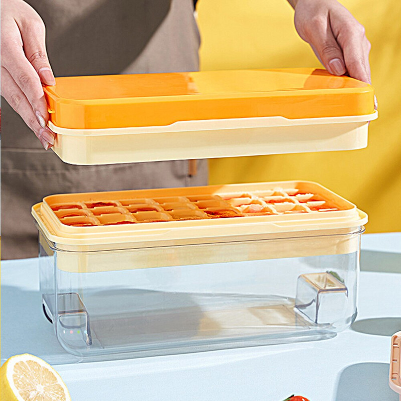 Forma na ľad, miska na ľad s viečkom, plastová, domáce koktailové whisky barové príslušenstvo, kreatívne DIY štvorcové formy na kocky ľadu, chladnička, ľadový box